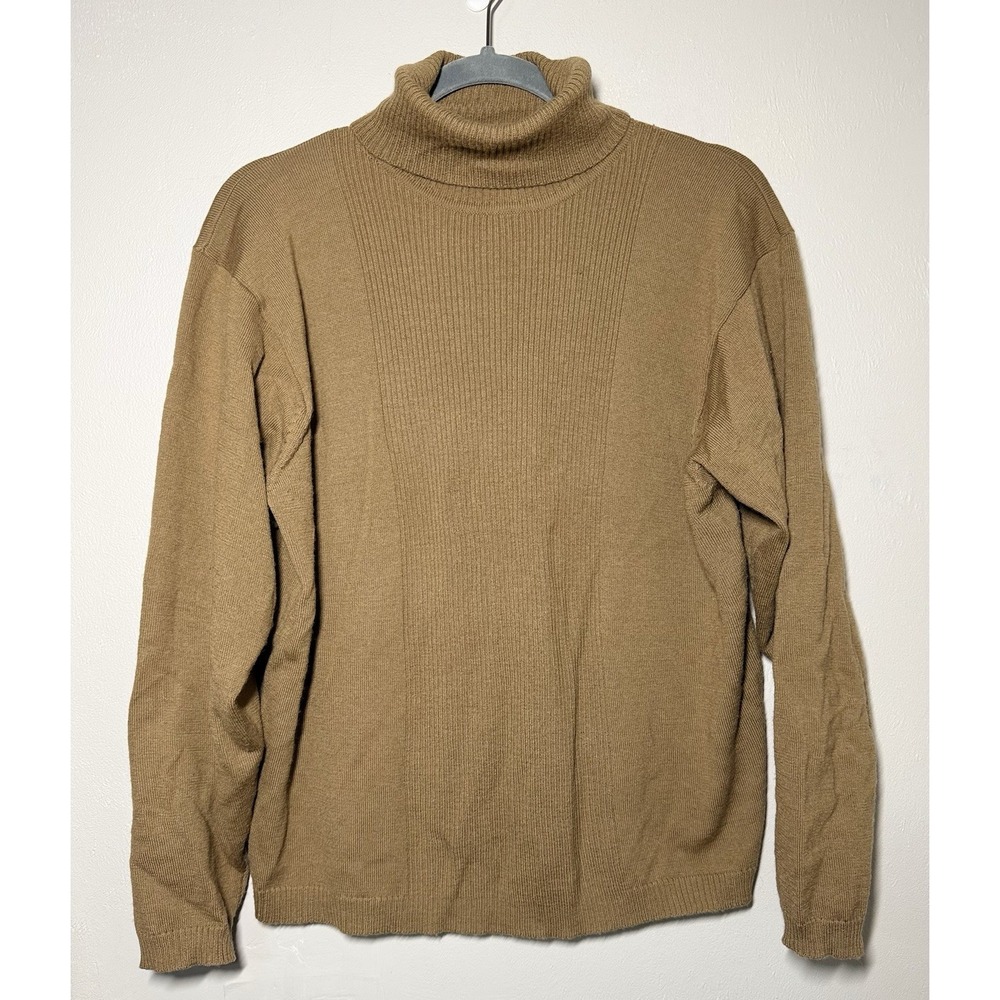 Pendleton Turtleneck Sweater Men's XL Beige Merino Wool Ribbed Front Long Sleeve